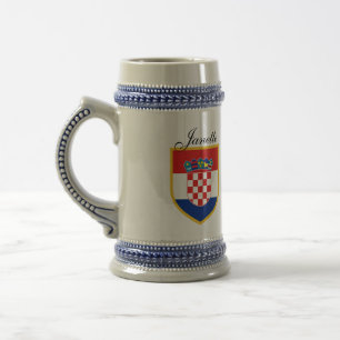 Chope À Bière Drapeau de la Croatie personnalisé