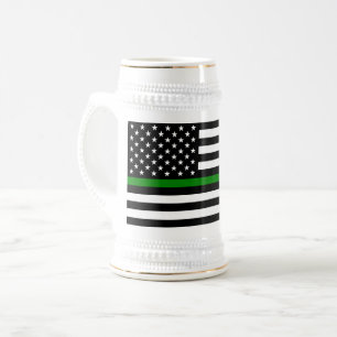 Chope À Bière Drapeau de la fine ligne verte : vétérans militair