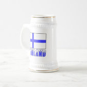 Chope À Bière Drapeau de la Finlande et nom enneigé (Devant gauche)