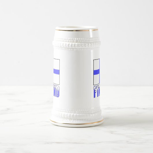 Chope À Bière Drapeau de la Finlande et nom enneigé (Centre)