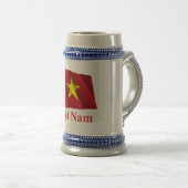 Chope À Bière Drapeau de ondulation du Vietnam avec le nom dans (Devant droit)
