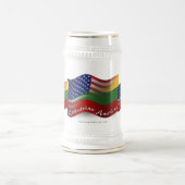 Chope À Bière Drapeau de ondulation Lithuanien-Américain (Centre)
