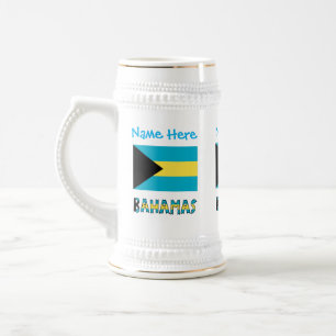 Chope À Bière Drapeau des Bahamas Bleu Personnalisation