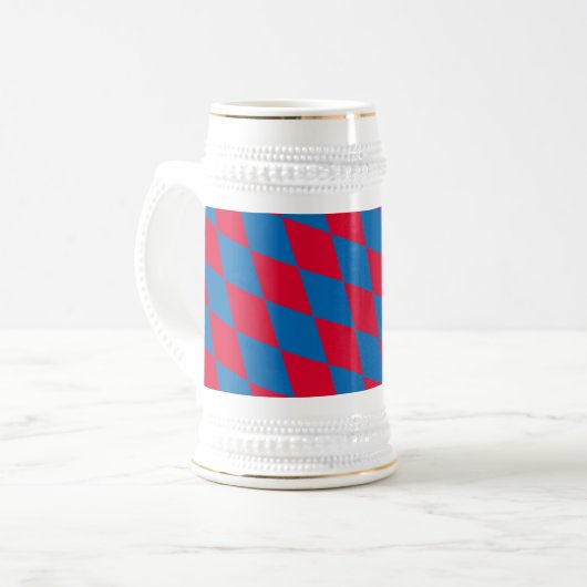 Chope À Bière Drapeau diamant Bavière Bleu et Rouge (Devant gauche)