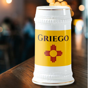Chope À Bière Drapeau du Nouveau Mexique avec symbole Zia