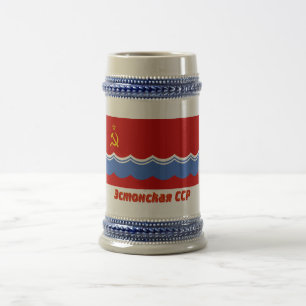 Chope À Bière Drapeau estonien de SSR avec le nom