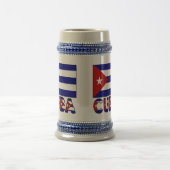 Chope À Bière Drapeau et mot cubain bleu foncé rayures (Centre)