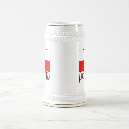 Chope À Bière Drapeau et nom de la Pologne (Centre)