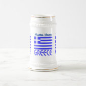 Chope À Bière Drapeau grec Grèce Personnalisation Bleue (Centre)
