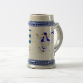 Chope À Bière Drapeau grec Mug/bleu 22 oz Stein (Devant droit)