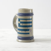 Chope À Bière Drapeau grec Mug/bleu 22 oz Stein (Devant gauche)
