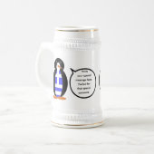 Chope À Bière Drapeau grec parlant Mme Penguin Beer Stein (Devant gauche)