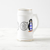 Chope À Bière Drapeau grec parlant Mme Penguin Beer Stein (Devant droit)