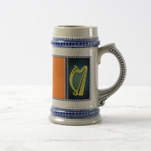 Chope À Bière Drapeau national de l'Irlande, harpe, shamrocks