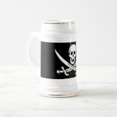 Chope À Bière Drapeau pirate crâne épées croisées (Devant gauche)