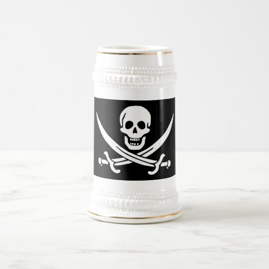 Chope À Bière Drapeau pirate crâne épées croisées (Centre)
