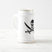 Chope À Bière Drapeau pirate crâne épées croisées (Devant gauche)