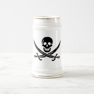 Chope À Bière Drapeau pirate crâne épées croisées