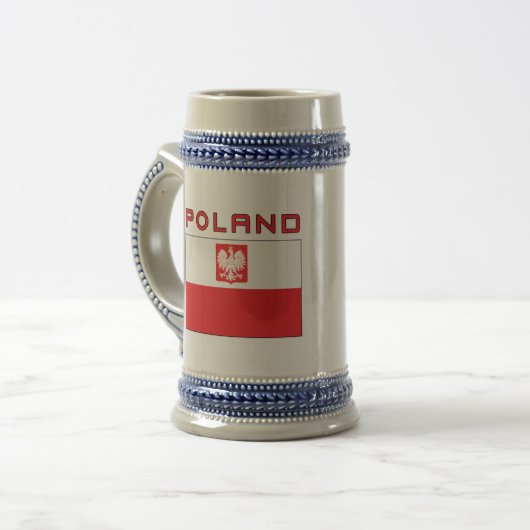 Chope À Bière Drapeau polonais de faucon avec la Pologne (Devant gauche)