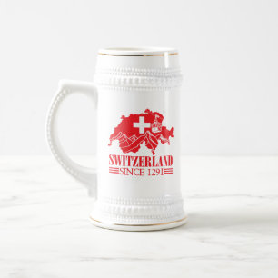 Chope À Bière Drapeau Suisse depuis 1291 Montagnes