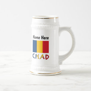 Chope À Bière Drapeau tchadien personnalisé