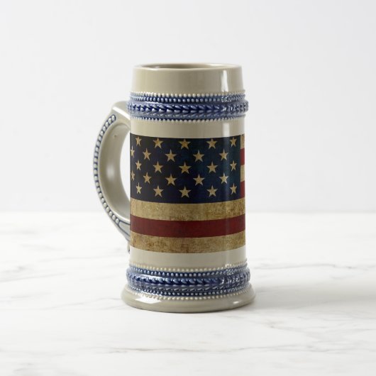 Chope À Bière Drapeau USA / Grunged (Devant gauche)