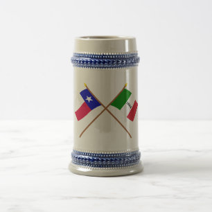 Chope À Bière Drapeaux croisés du Texas et d'Alamo