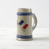 Chope À Bière Drapeaux croisés États-Unis et France (Devant droit)