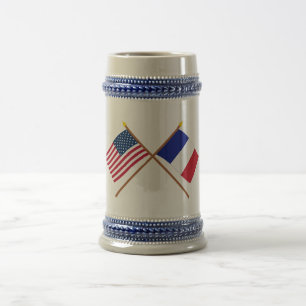 Chope À Bière Drapeaux croisés États-Unis et France