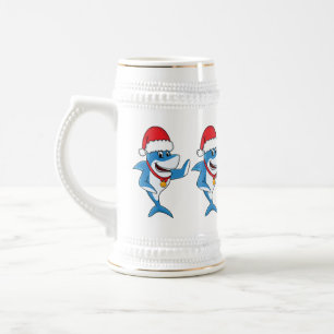 Chope À Bière Drôle dessin animé de requin de Noël