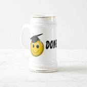 Chope À Bière Drôle Emoji "Terminé" Graduation (Devant gauche)