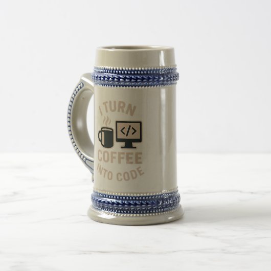 Chope À Bière Drôle, Je Transforme Le Café En Code (Devant gauche)