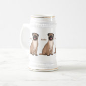 Chope À Bière Drôle joyeux dessin animé de chien de carlin (Devant gauche)