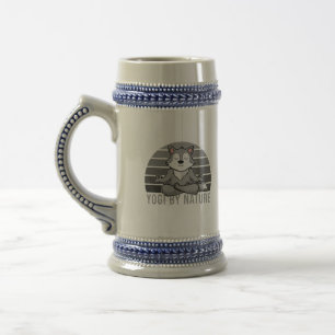 Chope À Bière Drôle loup mignon faisant du yoga. drôles de yoga