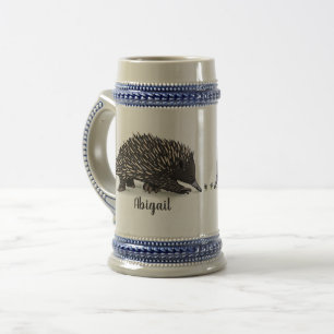 Chope À Bière Echidna mignonne avec dessin animé d'abeille