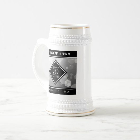 Chope À Bière Élégant 70e anniversaire de Mariage Platinum (Devant gauche)