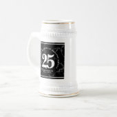 Chope À Bière Élégant Marbre Noir 25 Anniversaire du Travail (Devant gauche)