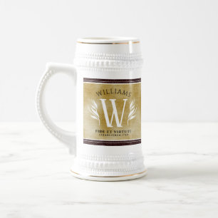 Chope À Bière Elégante feuille de cuir et papier Vintage Nom de