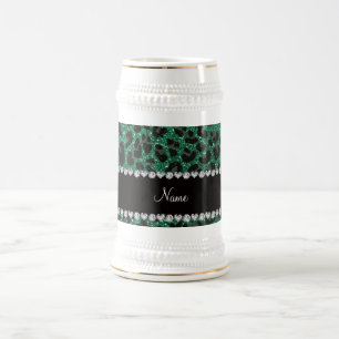 Chope À Bière Empreinte de léopard d'parties scintillant verte m