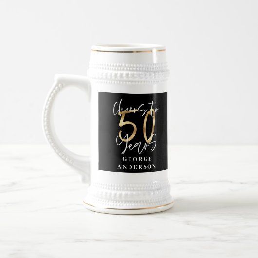 Chope À Bière encourage à 50 ans moderne noir et or (Gauche)