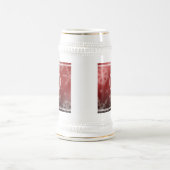 Chope À Bière Festif Red Foil Snowflakes Nom du monogramme (Centre)