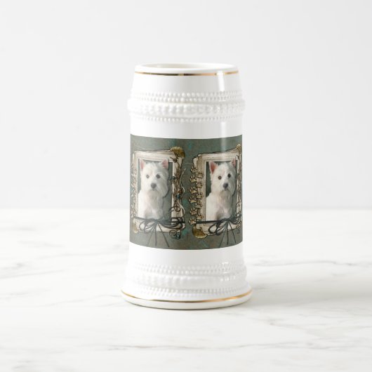 Chope À Bière Fête des pères - pattes en pierre - Westie (Centre)