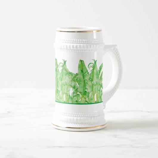 Chope À Bière Feuilles de bananes sur un Stein (Devant droit)