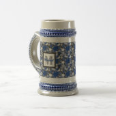 Chope À Bière Feuilles d'érable bleues sur fond charbon (Devant gauche)