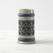 Chope À Bière Feuilles d'érable bleues sur fond charbon (Centre)