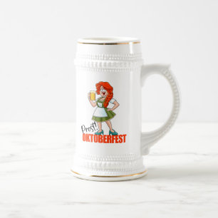 Chope À Bière Fille amusante d'Oktoberfest avec de la bière