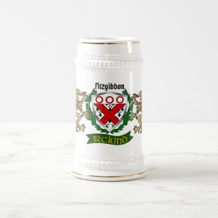 Chope À Bière Fitzgibbon Bouclier irlandais Personnalisé Bière S
