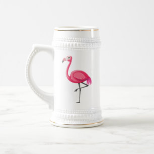 Chope À Bière Flamant Rose de Style Dessin Animé