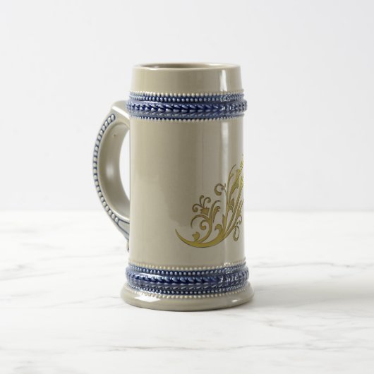 Chope À Bière Fleur Or Abstraite de luxe Faux (Devant gauche)