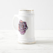 Chope À Bière Fleur Rose coloré (Devant gauche)